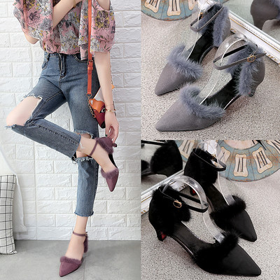 岸森尖頭貂毛單鞋 3厘米細(xì)跟，演繹秋冬優(yōu)雅與性感